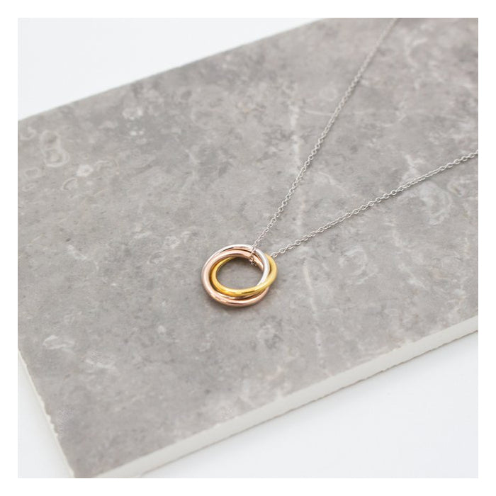 Graziella Sterling Silver 18 Trinity Ring of Love Necklace
