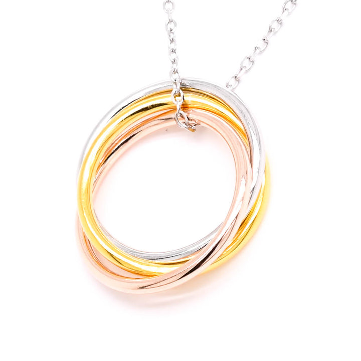 Graziella Sterling Silver 18 Trinity Ring of Love Necklace