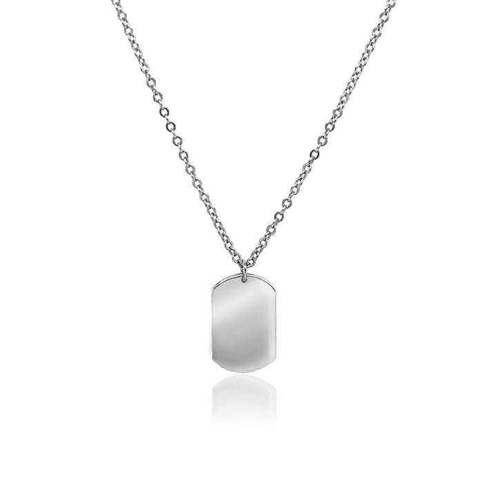 Graziella Sterling Silver 18" Minimal Dog Tag Necklace.