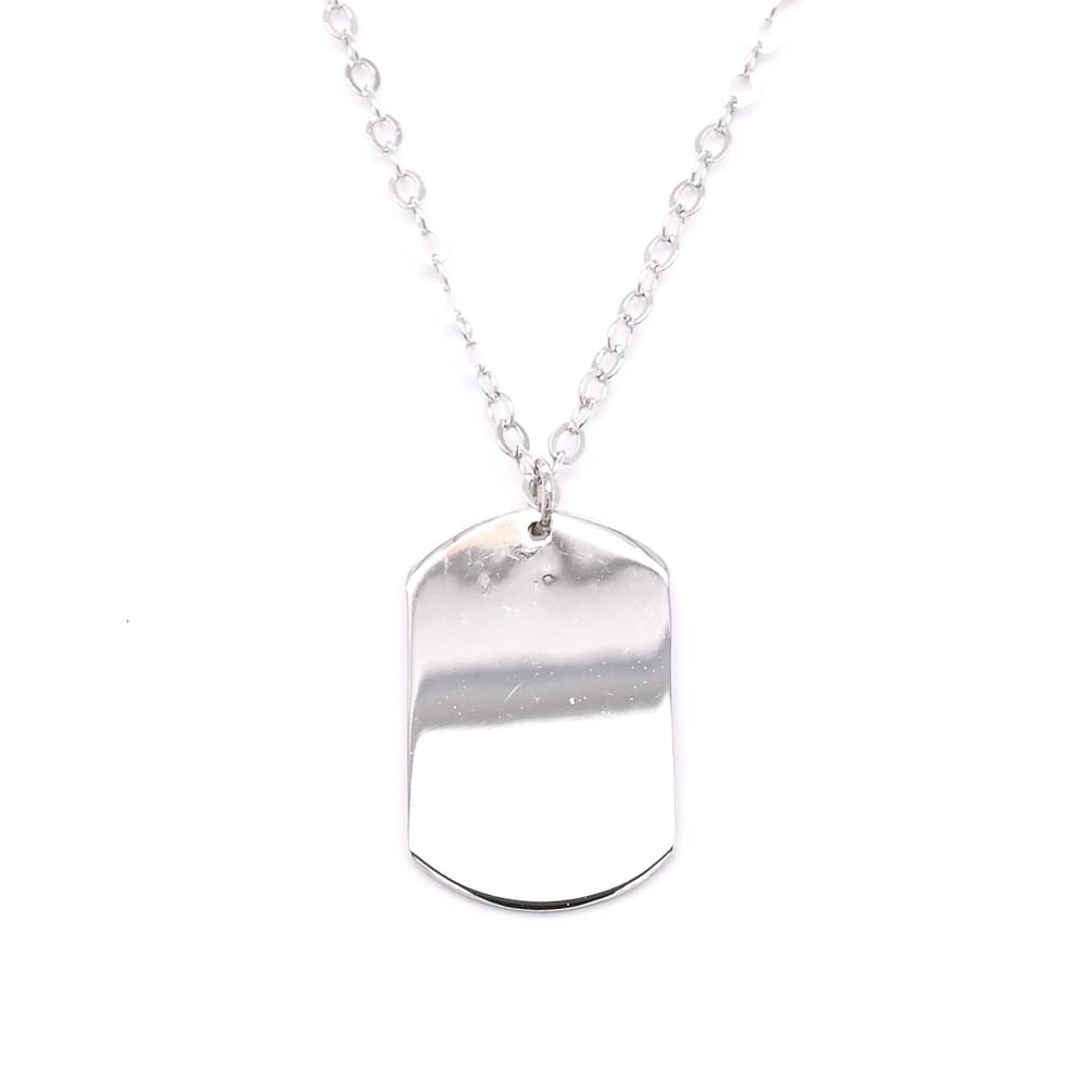 Graziella Sterling Silver 18" Minimal Dog Tag Necklace.