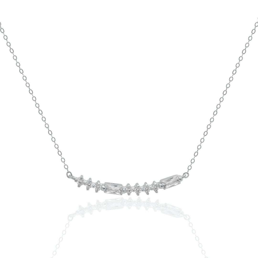 Graziella Sterling Silver 18" CZ Morse Code ILU Necklace.