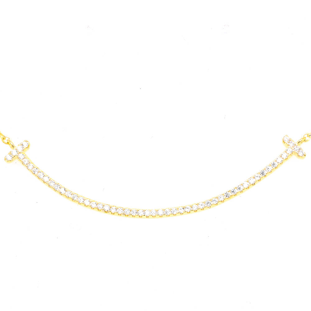 Graziella Sterling Silver Gold Vermeil  Curved "Smile" Necklace.