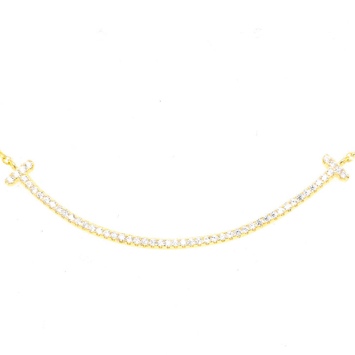 Graziella Sterling Silver Gold Vermeil  Curved "Smile" Necklace.