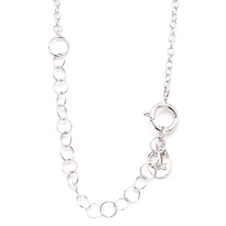 Graziella Sterling Silver Cutout Clover Station Necklace.
