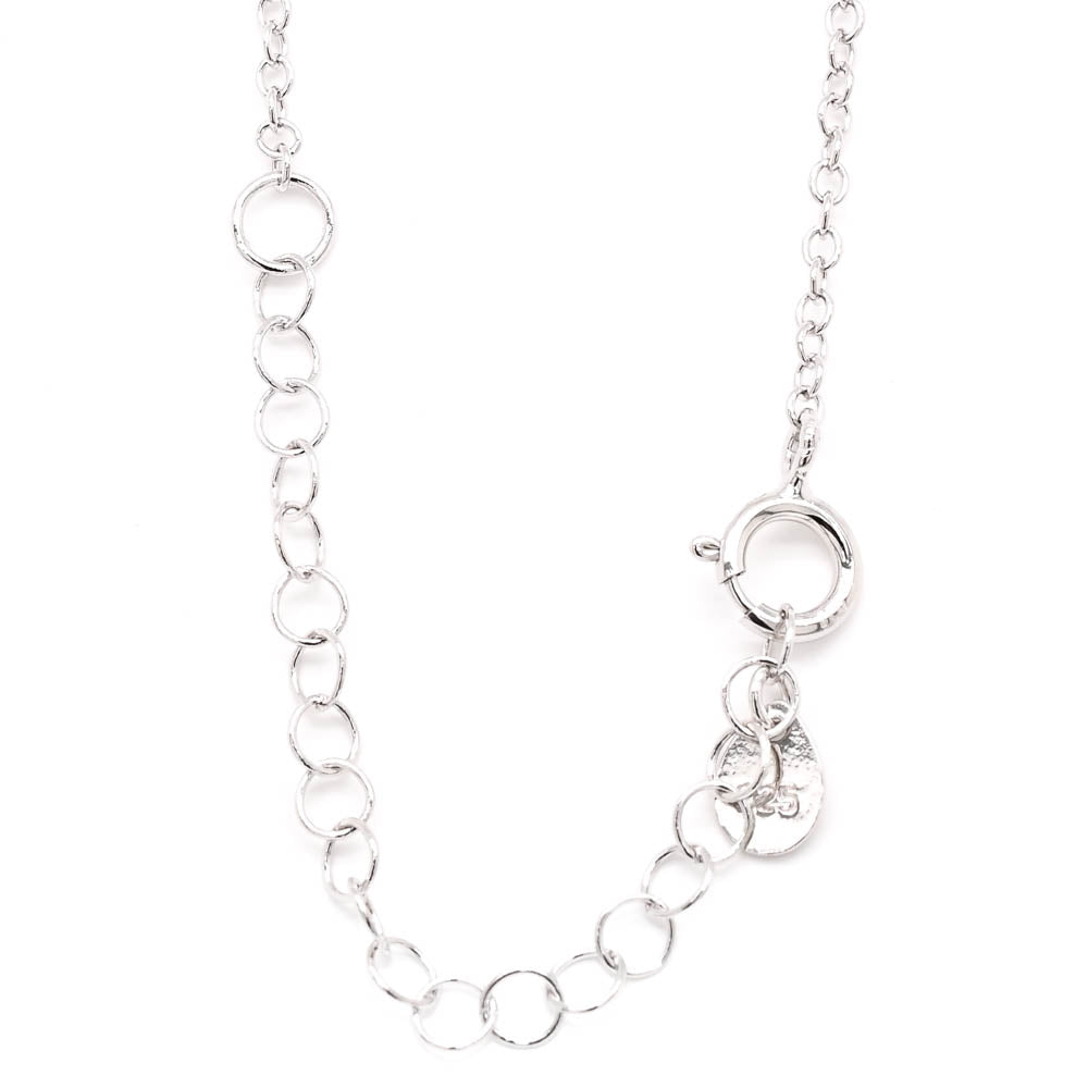 Graziella Sterling Silver Cutout Clover Station Necklace