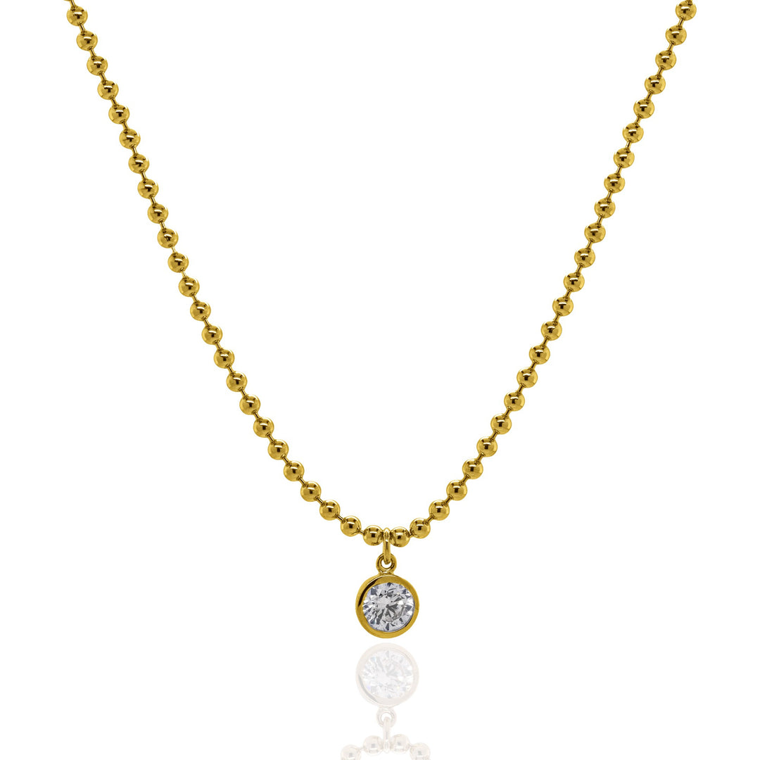 Graziella Sterling Silver Bezel Set Bead Chain Necklace.