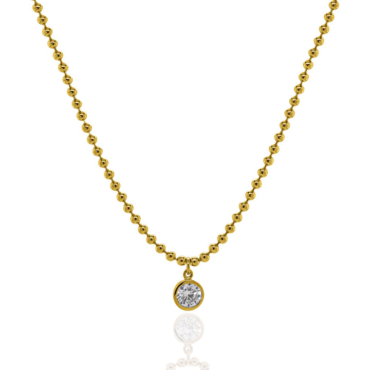 Graziella Sterling Silver Bezel Set Bead Chain Necklace.
