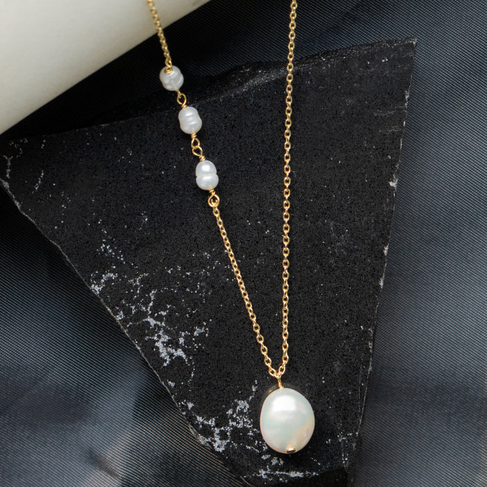 Graziella Sterling Silver Gold Vermeil Pearls Necklace