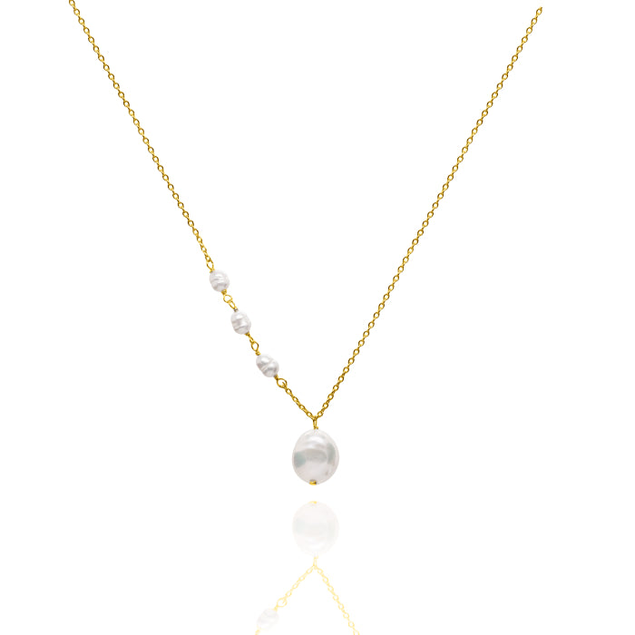 Graziella Sterling Silver Gold Vermeil Pearls Necklace