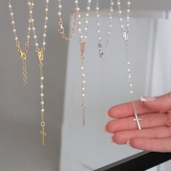 Graziella Sterling Silver Sterling Silver 3mm Pearl Rosary