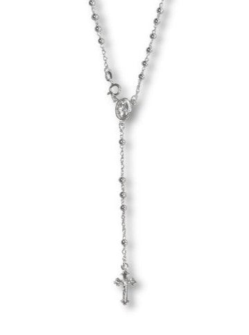 Graziella Sterling Silver 18" 3mm Bead Rosary Necklace.

Approx Weig