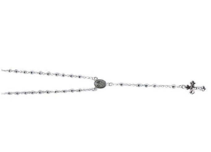 Graziella Sterling Silver 18" 3mm Bead Rosary Necklace.

Approx Weig