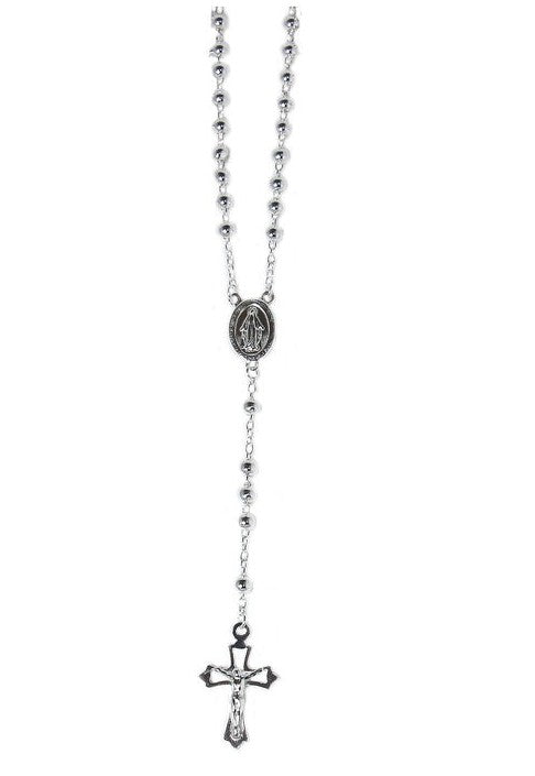Graziella Sterling silver 18" 4mm Bead Rosary Necklace.