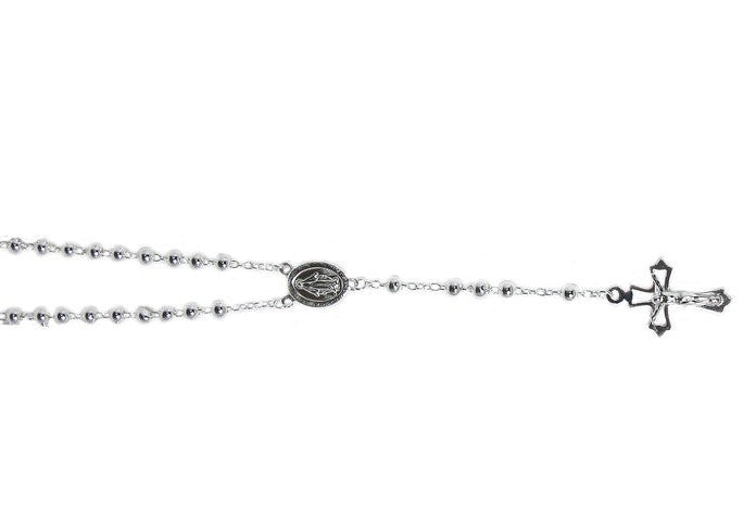 Graziella Sterling silver 24" 4mm Bead Rosary Necklace.
