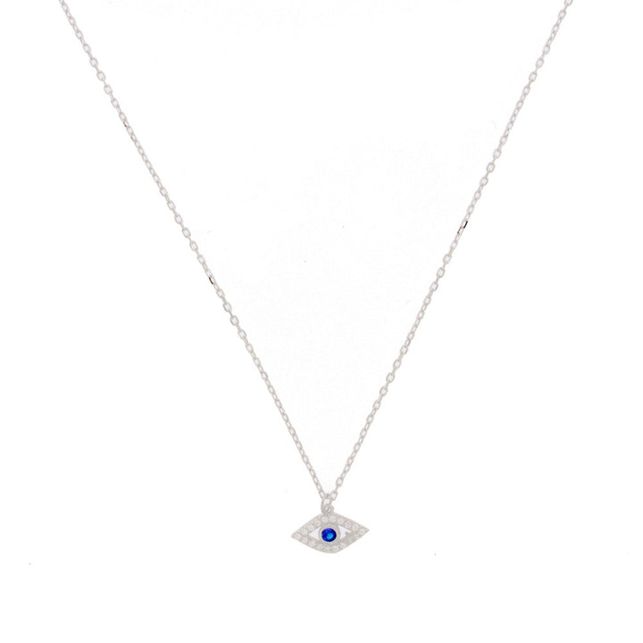 Graziella Sterling Silver 18" C.Z Evil Eye Necklace.