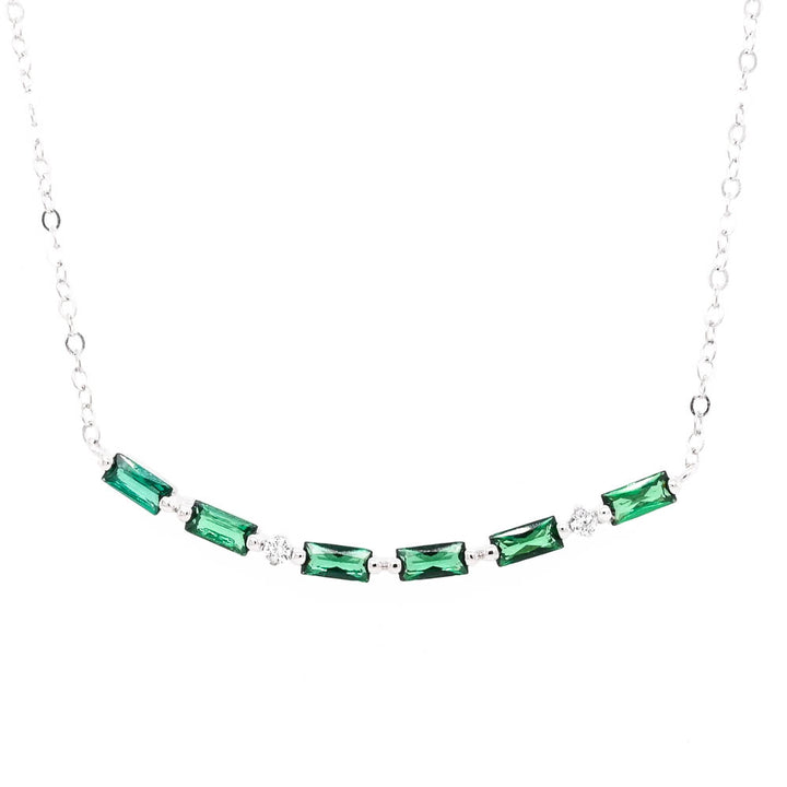 Graziella Sterling Silver 18 Green Cubic Zirconia Morse Code MAMA Necklace