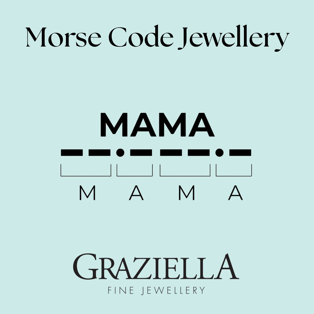 Graziella Sterling Silver 18 Green Cubic Zirconia Morse Code MAMA Necklace