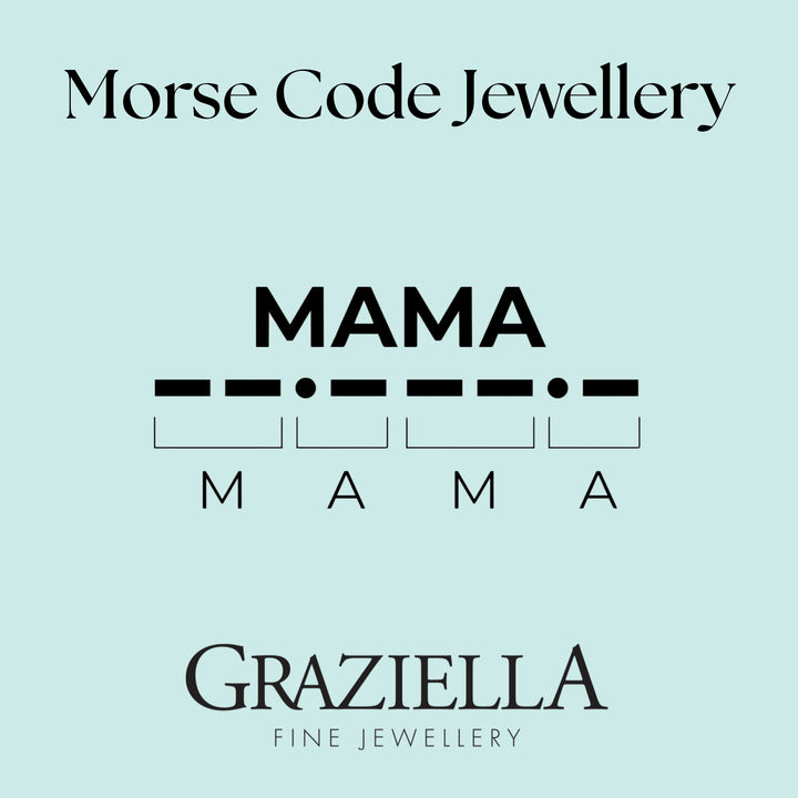 Graziella Sterling Silver 18 Green Cubic Zirconia Morse Code MAMA Necklace