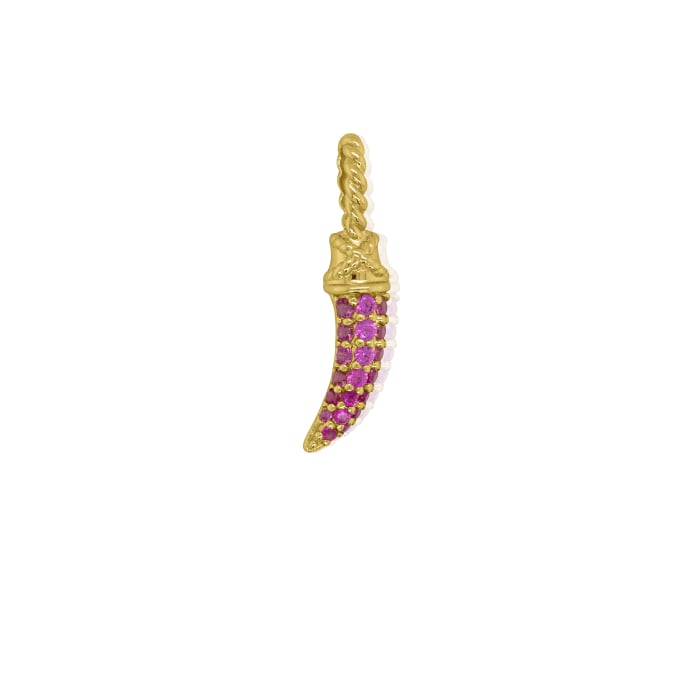 Graziella Sterling Silver Gold Vermeil 18 Red Cubic Zirconia Good Luck Horn Necklace