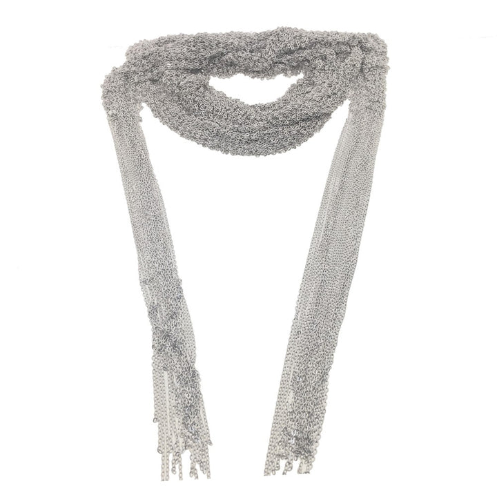 Graziella Sterling Silver 36 15mm Mesh Chain Scarf Necklace