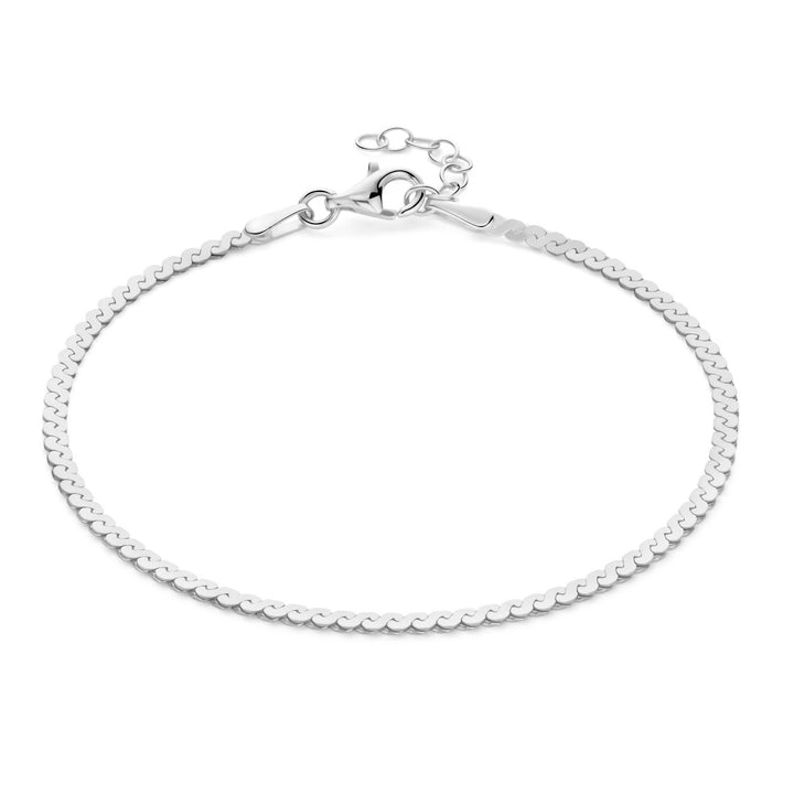 Sterling Silver 7.5" 3mm Serpentine Chain Bracelet.