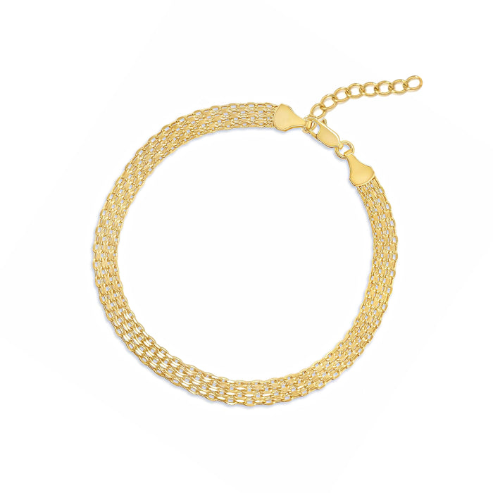 Sterling Silver Gold Vermeil 7.5" 3.95mm Fancy Bismark Chain Bracelet.