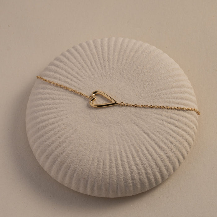 Graziella Sterling Silver Gold Vermeil 7.5" Trendy Open Heart Bracelet.