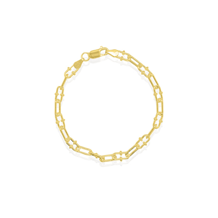 Sterling Silver Gold Vermeil 7" 5.9mm Granchio Chain Bracelet.