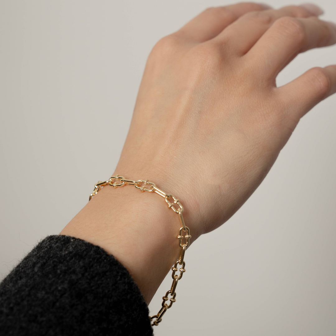 Sterling Silver Gold Vermeil 7" 5.9mm Granchio Chain Bracelet.