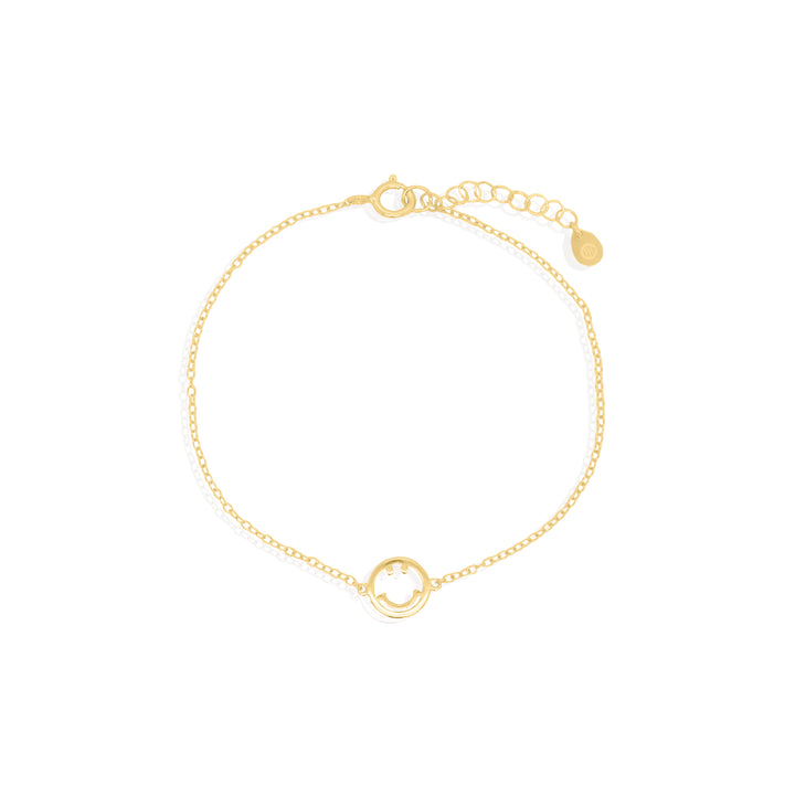 Sterling Silver Gold Vermeil 7.5" Cutout Smiley Face Bracelet
