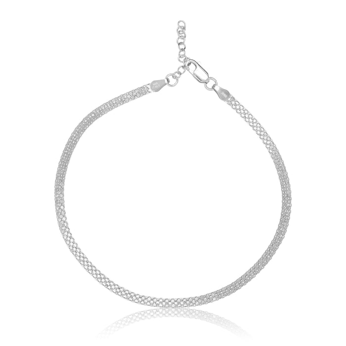 Sterling Silver Chunky 10" 3.85mm Bismark Chain Anklet.