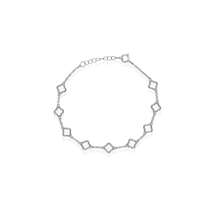 Graziella Rhodium-Plated Sterling Silver Cutout Clover Station Bracelet