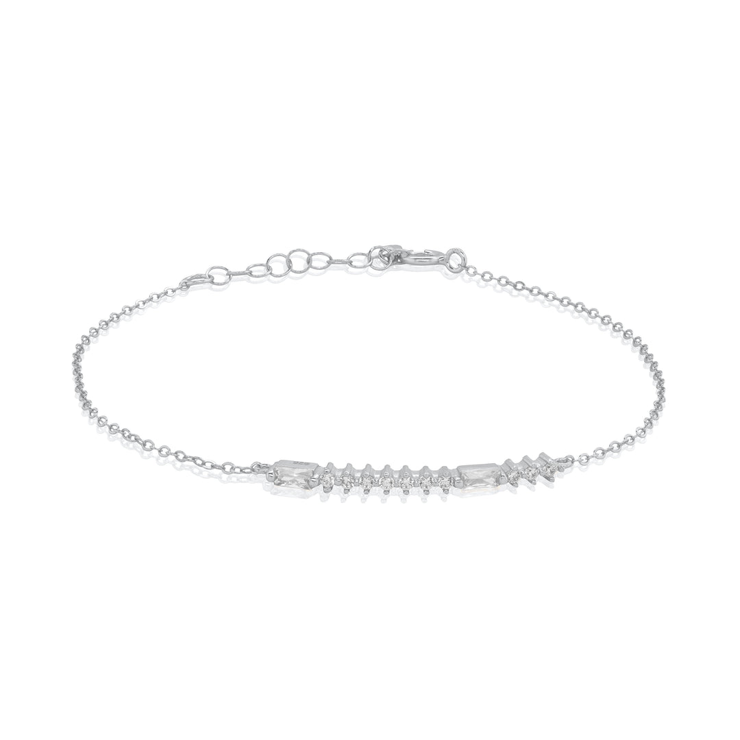 Graziella Sterling Silver 7.5" C.Z MORSE Code "BESTIE" Bracelet.
