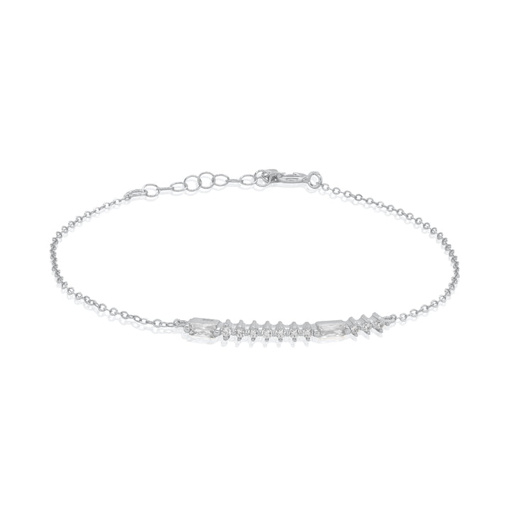 Graziella Sterling Silver 7.5" C.Z MORSE Code "BESTIE" Bracelet.