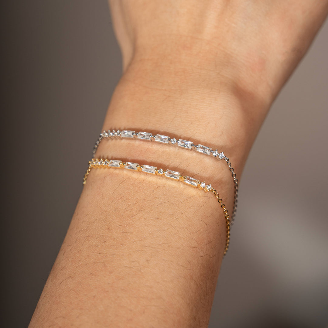 Graziella Sterling Silver Gold Vermeil 7.5" CZ Morse Code HOPE Bracelet