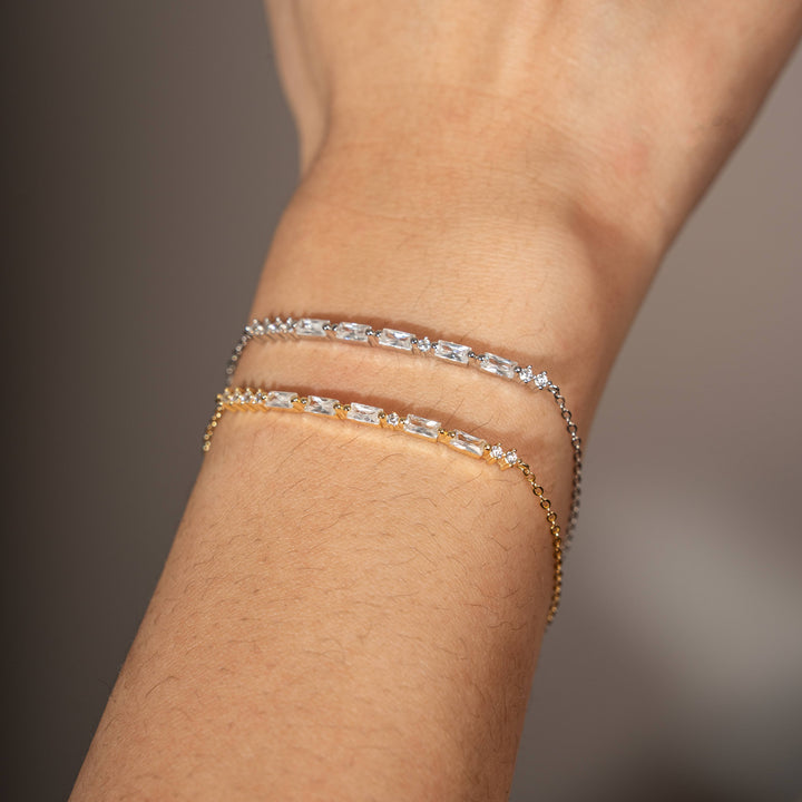 Graziella Sterling Silver 7.5 Cubic Zirconia Morse Code HOPE Bracelet