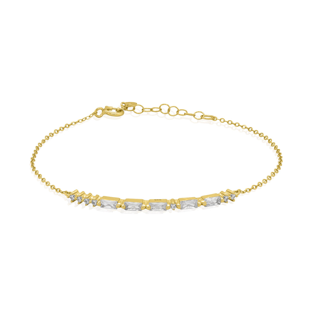 Graziella Sterling Silver Gold Vermeil 7.5" CZ Morse Code HOPE Bracelet