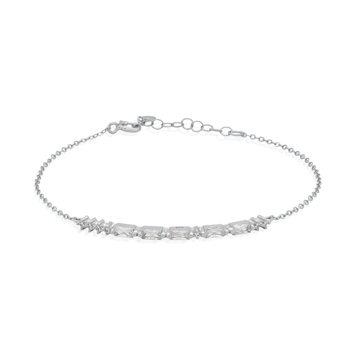 Graziella Sterling Silver  7.5" CZ Morse Code HOPE Bracelet
