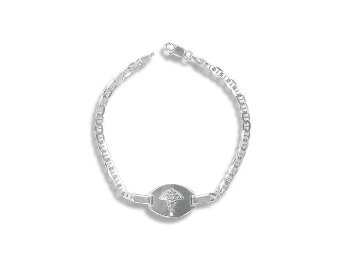 Graziella Sterling Silver 7.5" Medical Alert Bracelet.

Plate Dimens