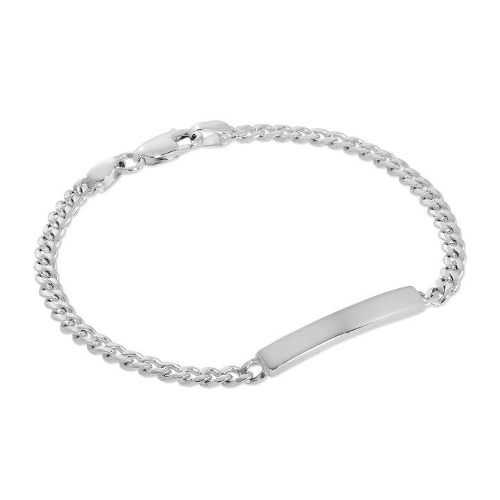 Graziella Sterling Silver 7.5" Curb Link Chain ID Bracelet.

Plate D