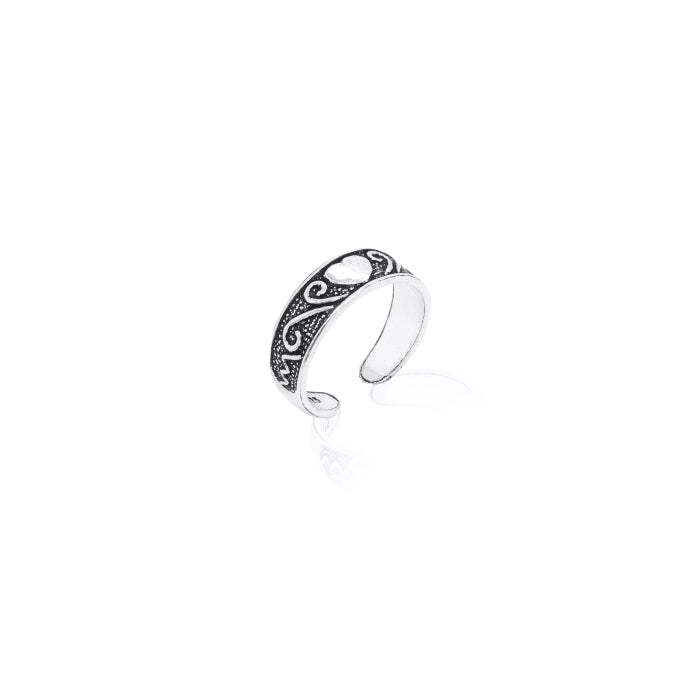 Sterling Silver Heart and Scroll Toe Ring.