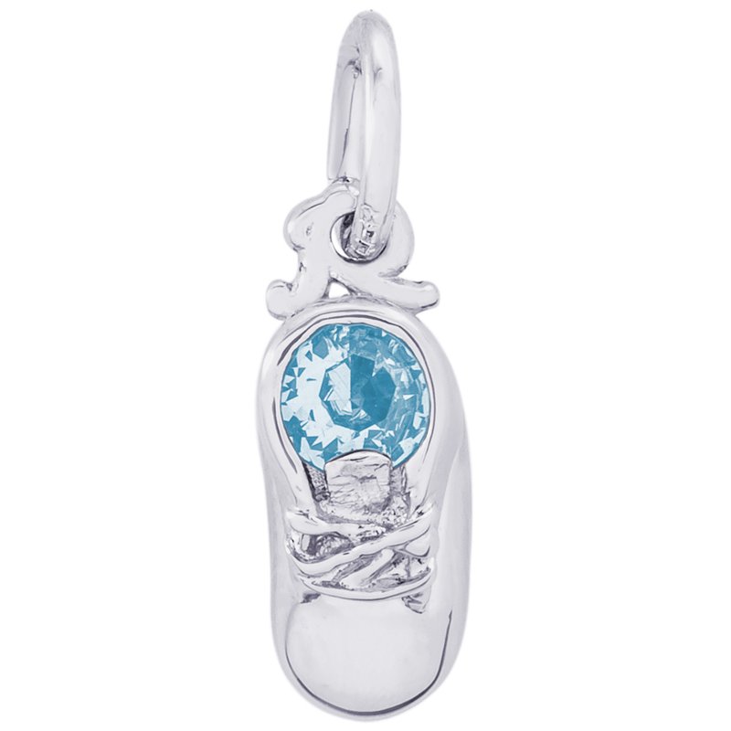 Rembrandt Sterling Baby Bootie December Synthetic Stone Charm