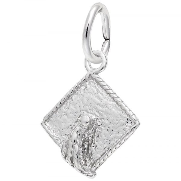 Rembrandt Sterling Silver Grad Cap Charm.