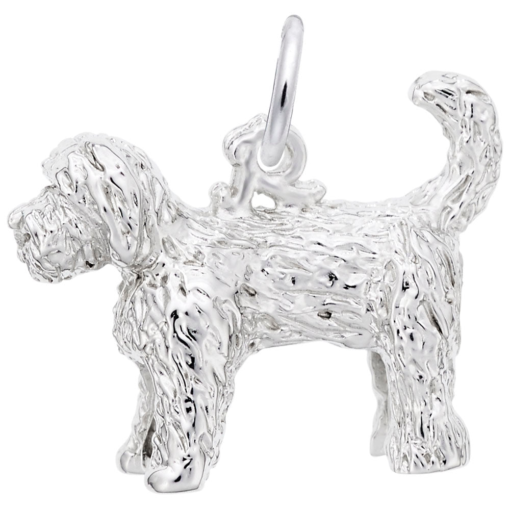 Rembrandt sterling silver Labradoodle 3D Charm.