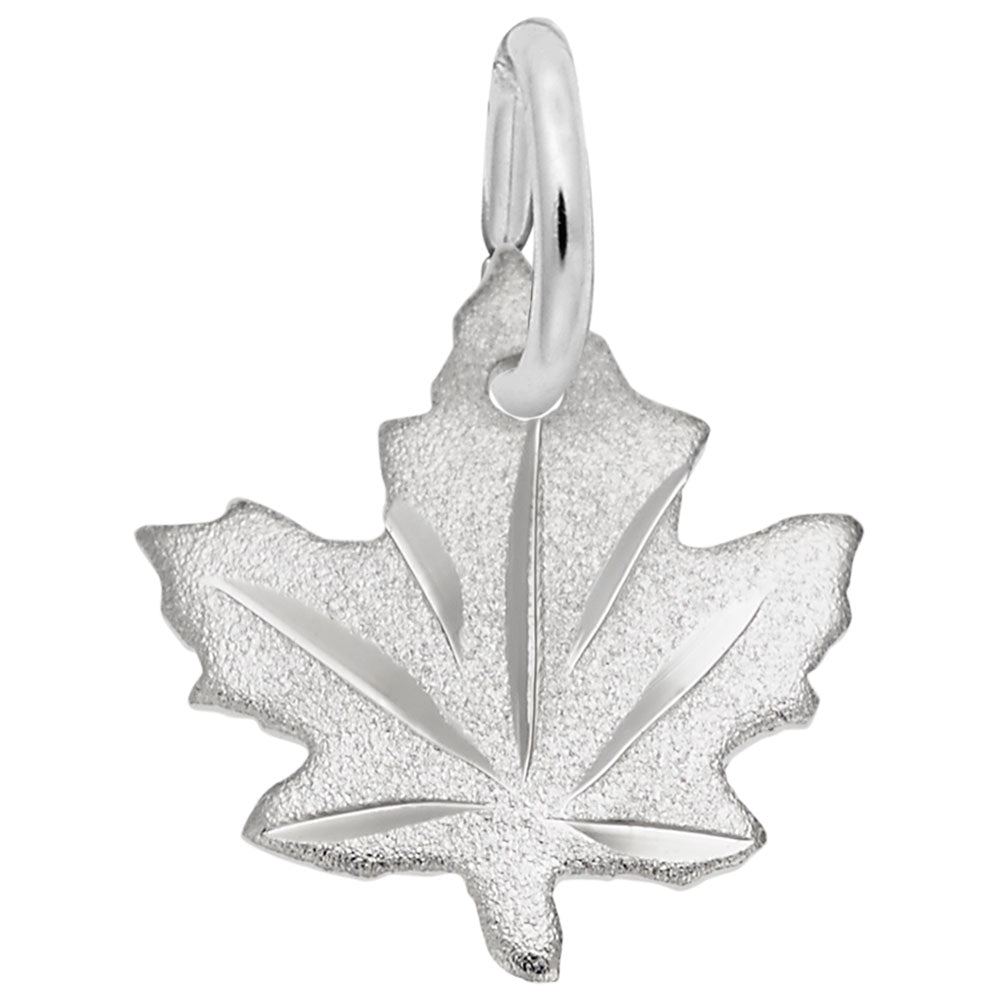 Rembrandt Sterling Silver Satin Maple Leaf Charm.