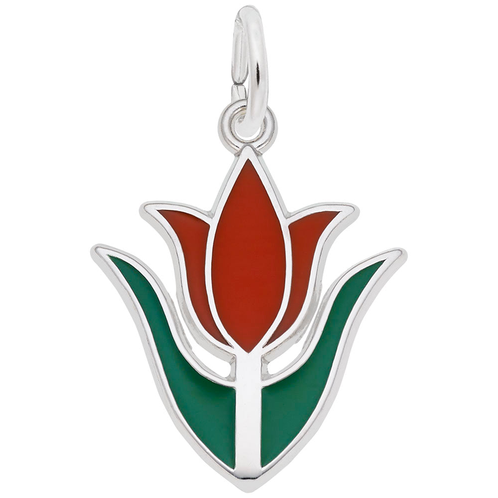 Rembrandt sterling Silver PAinted Tulip Charm.