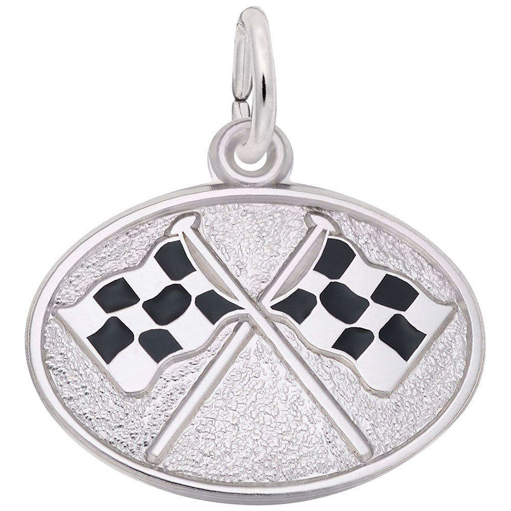 Rembrandt Setrling Silver Checkered flag Charm