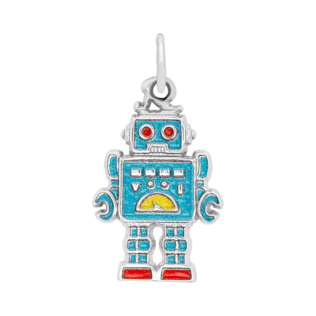 Rembrandt Sterling Silver Painted Robot Charm.