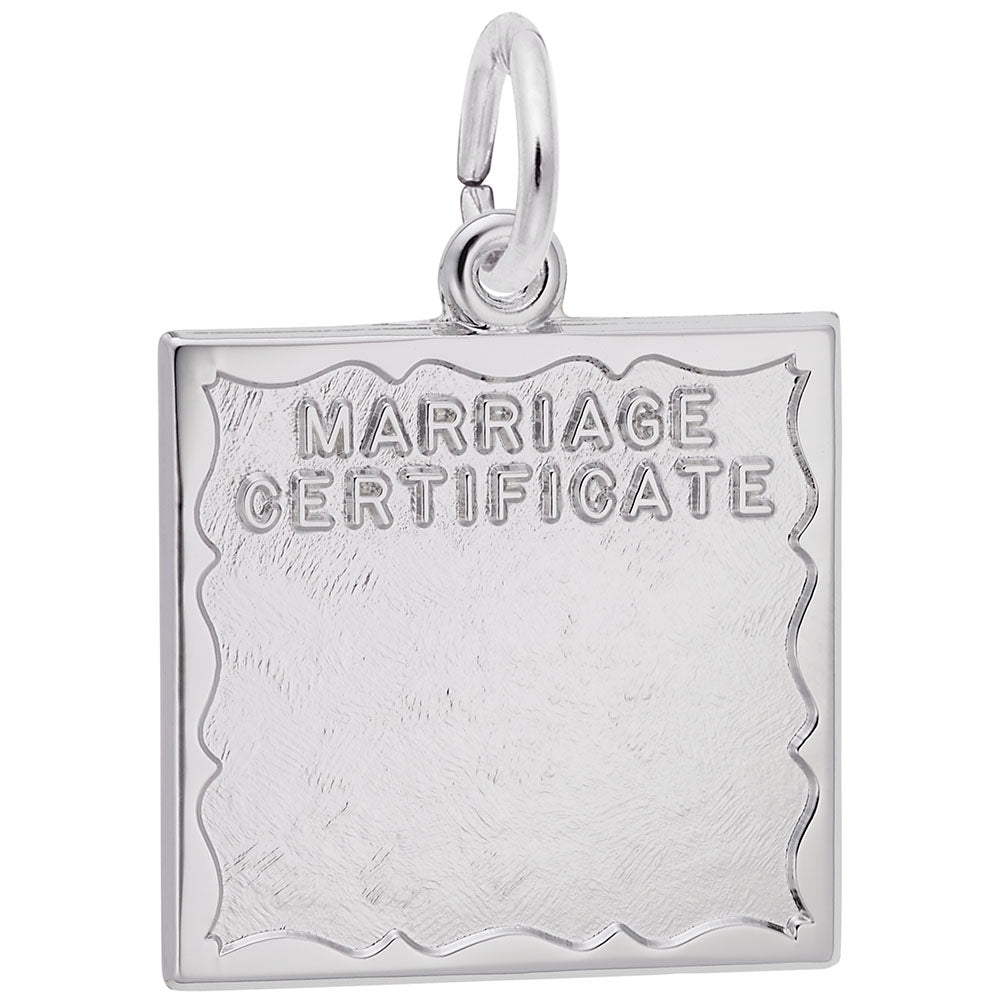 Rembrandt Sterling Silver Marriage Certificate Charm.