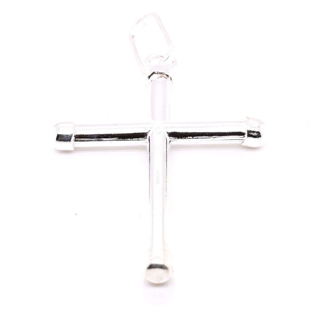 Sterling Silver 44x24mm Tube Cross Pendant